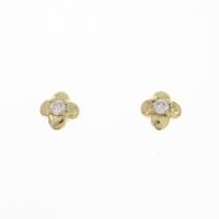 K18YG フラワー ダイヤモンド ピアス 0.20CT