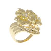 K18YG フラワー ダイヤモンド リング 0.16CT