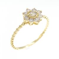 K18YG フラワー ダイヤモンド リング 0.30CT
