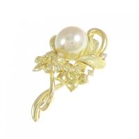 K18YG フラワー 白蝶パール ブローチ 10.7mm