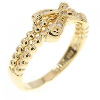 K18YG リボン ダイヤモンド リング 0.03CT