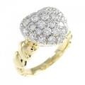 K18YG/PT パヴェ ハート ダイヤモンド リング 1.00CT