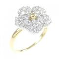 K18YG/PT フラワー ダイヤモンド リング 0.70CT