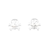 【新品】K18WG スカル ダイヤモンド ピアス 0.06CT