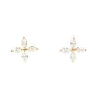 【新品】K18YG フラワー ダイヤモンド ピアス 0.40CT