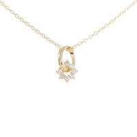 K18YG フラワー ダイヤモンド ネックレス 0.10CT