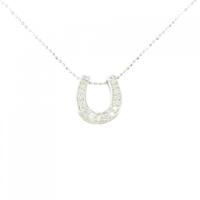 K18WG ホースシュー ダイヤモンド ネックレス 0.20CT
