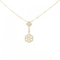 K18PG/K14PG フラワー ダイヤモンド ネックレス 0.36CT
