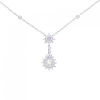 K18WG フラワー ダイヤモンド ネックレス 1.00CT
