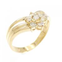 K18YG フラワー ダイヤモンド リング 0.22CT