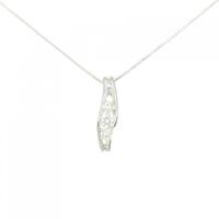 K18WG スリーストーン ダイヤモンド ネックレス 0.50CT