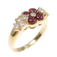 750YG フラワー ルビー リング 0.76CT