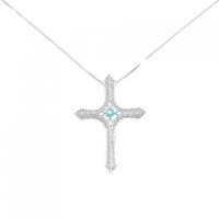 K18WG クロス パライバトルマリン ネックレス 0.09CT