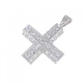 K18WG クロス ダイヤモンド ペンダント 0.45CT