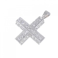 K18WG クロス ダイヤモンド ペンダント 0.45CT