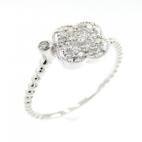 K18WG フラワー ダイヤモンド リング 0.20CT