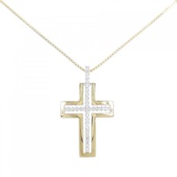 18KYG/18KWG/K18YG クロス ダイヤモンド ネックレス 0.42CT