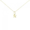 K18YG イニシャルN ダイヤモンド ネックレス 0.01CT