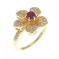 K18YG フラワー ルビー リング 0.31CT