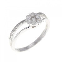 K10WG フラワー ダイヤモンド リング 0.24CT