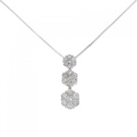 K18WG フラワー ダイヤモンド ネックレス 1.00CT