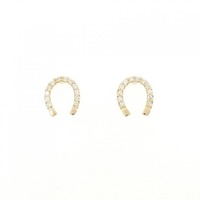 K18PG ホースシュー ダイヤモンド ピアス 0.10CT