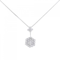 K18WG フラワー ダイヤモンド ネックレス 0.6CT