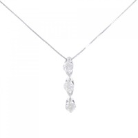 K18WG スリーストーン ダイヤモンド ネックレス 1.00CT