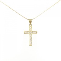 K18YG クロス ダイヤモンド ネックレス 0.11CT