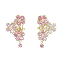 K18YG フラワー サファイヤ ピアス 4.10CT 拡散処理未検査