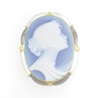 K18YG メノウカメオ ブローチ