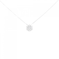 K18WG フラワー ダイヤモンド ネックレス 0.18CT