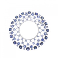 K18WG サファイヤ ブローチ 6.82CT