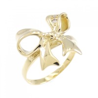 K18YG リボン ダイヤモンド リング 0.03CT