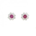 PT フラワー ルビー ピアス 0.424CT
