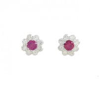 PT フラワー ルビー ピアス 0.424CT