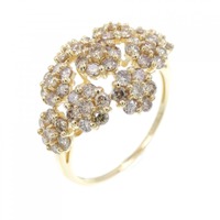 K18YG フラワー ダイヤモンド リング 1.10CT