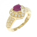 K18YG ハート ルビー リング 0.53CT