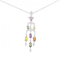 K18WG サファイヤ ネックレス 3.42CT 拡散処理未検査