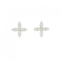 K18WG/K14WG フラワーダイヤモンド ピアス 0.28CT