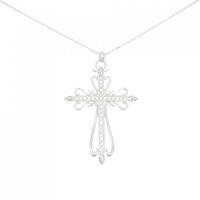 K18WG クロス ダイヤモンド ネックレス 0.62CT