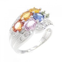 K18WG サファイヤ リング 3.13CT 拡散処理未検査