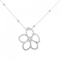 K18WG/750WG フラワー ダイヤモンド ネックレス 0.50CT