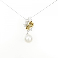 K18WG/K18YG ローズ 白蝶パール ネックレス 10.6mm