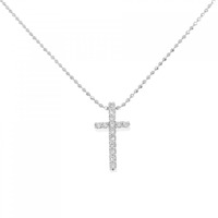 K18WG クロス ダイヤモンド ネックレス 0.12CT