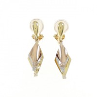 K18スリーカラー ダイヤモンド イヤリング 0.16CT