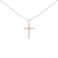 K10PG クロス ダイヤモンド ネックレス 0.03CT