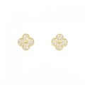 K18YG フラワー ダイヤモンド ピアス 0.16CT