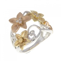 K18/K18PG/PT フラワー ダイヤモンド リング 0.13CT