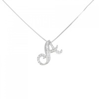 K18WG イニシャルA ダイヤモンド ネックレス 0.20CT